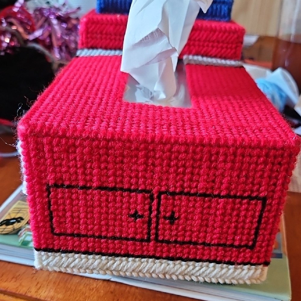 Red Fire Truck Tissue Box Cover - Picture 2 of 5